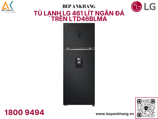 Tủ lạnh LG ngăn đá trên Smart Inverter™ 459L màu đen LTD46BLMA